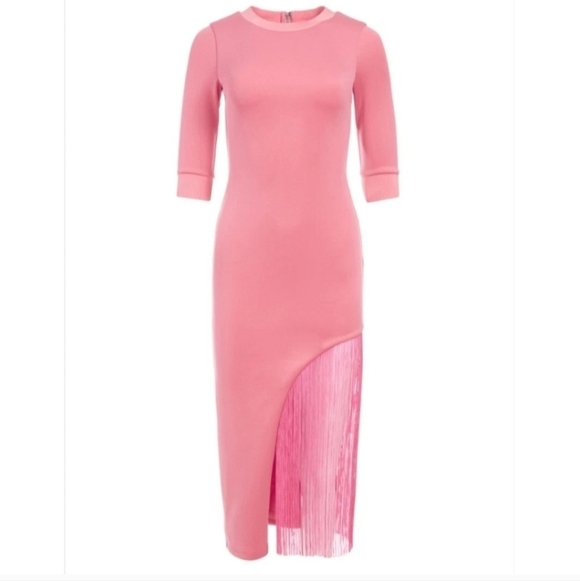 ALICE +OLIVIA ASYMMETRICAL FRINGE MIDI DRESS SIZE 6 - Picture 6 of 11